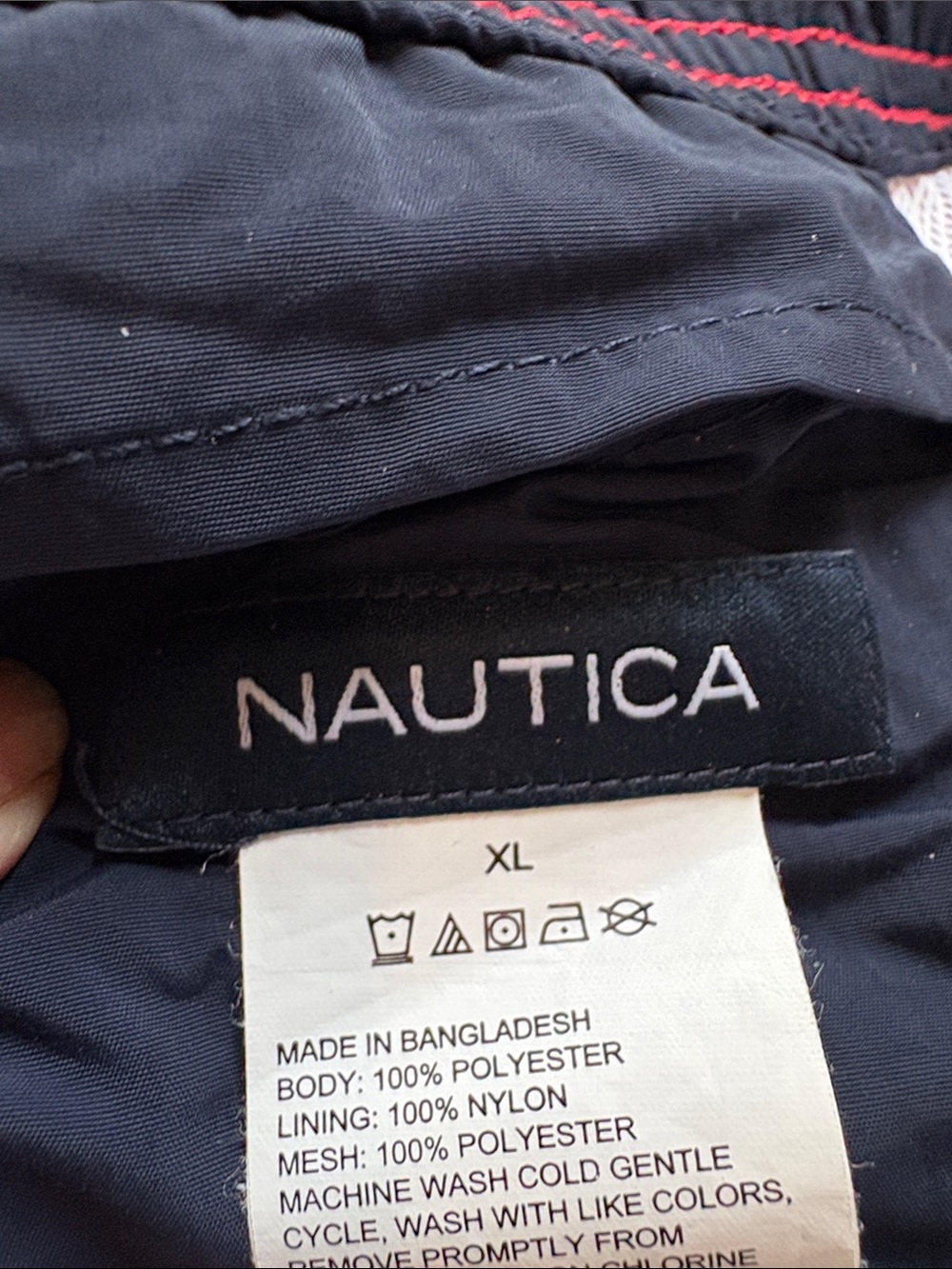 Nautica Men's Red Drawstring Swim Trunks withNautical Print - Picture 5 of 5